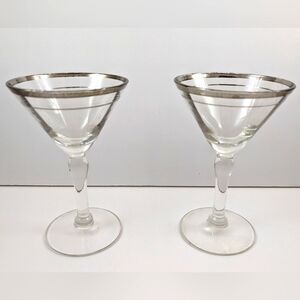 Elegant Silver Rimmed Cordial Glasses